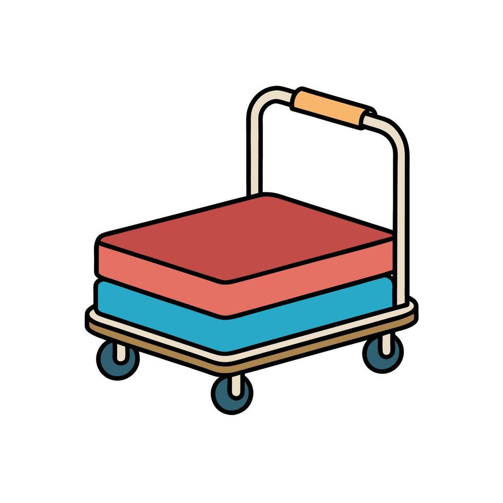 Isometric luggage cart illustration with wheels and handle vector