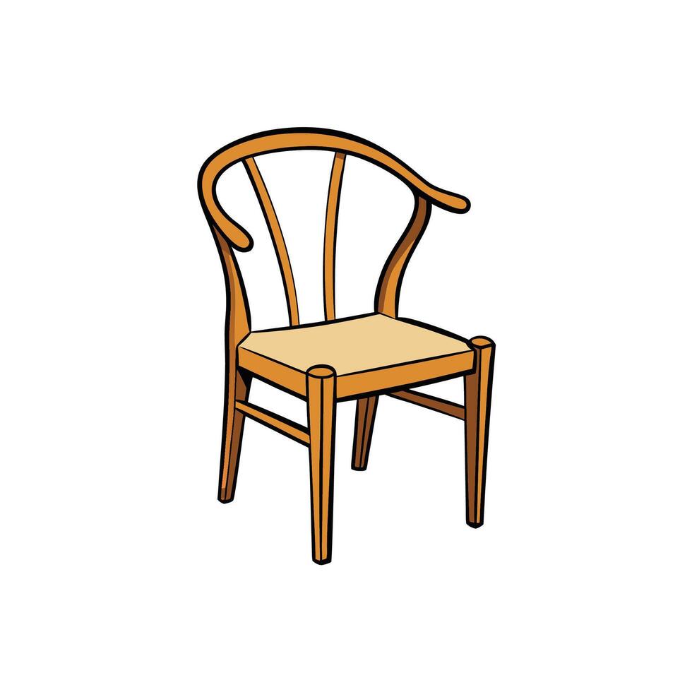 Cartoon Style Wooden Chair with Curved Back Design vector