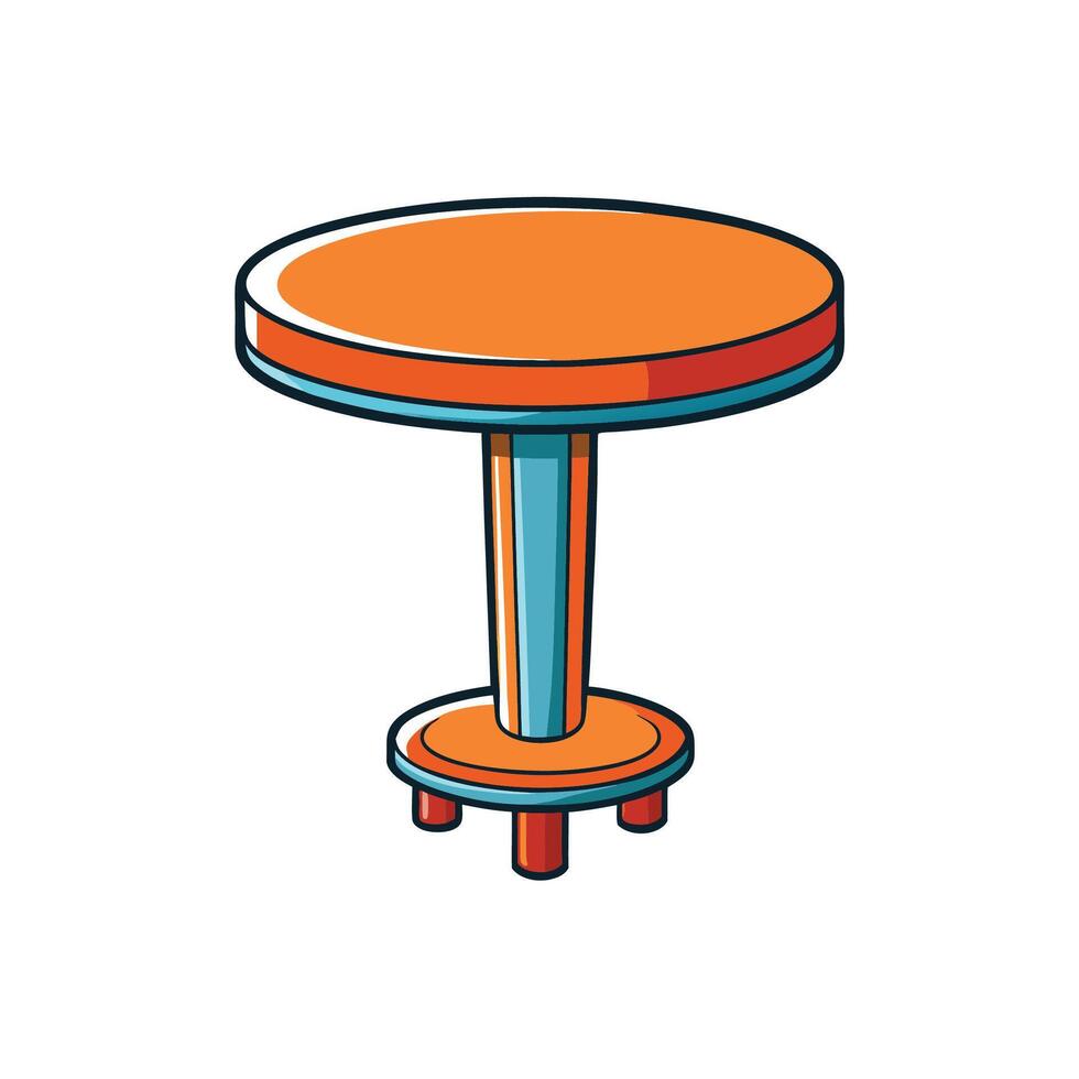 Cartoon style illustration of an orange and blue table vector