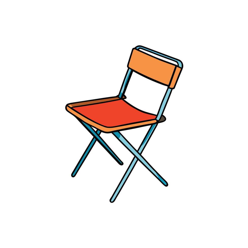 Brightly colored folding chair illustration isolated on a white background vector