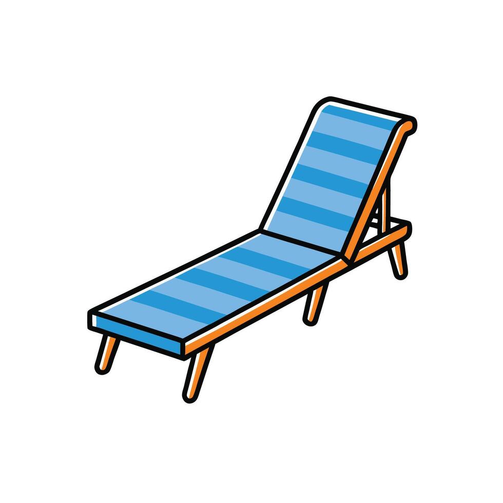 Cartoon beach chair with stripes on a white background vector