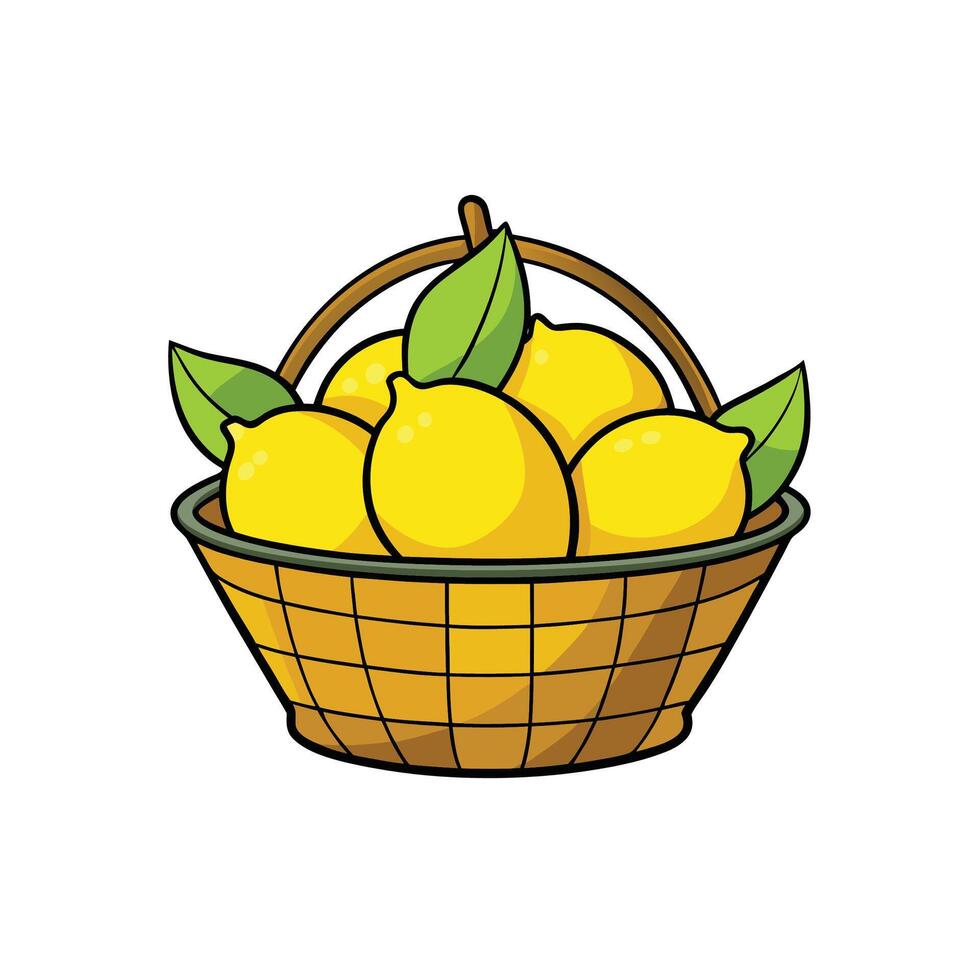 Fresh lemons in a basket, ready for lemonade vector