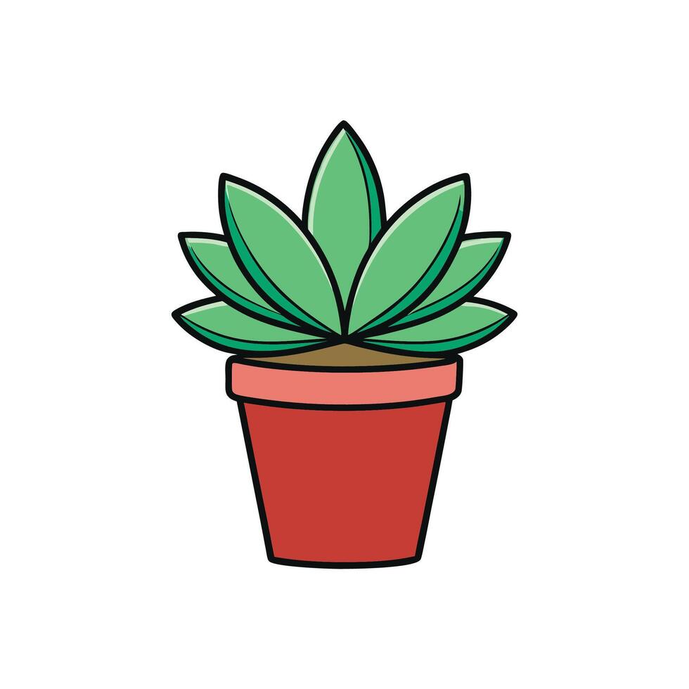 Stylized potted succulent plant with red container illustration vector