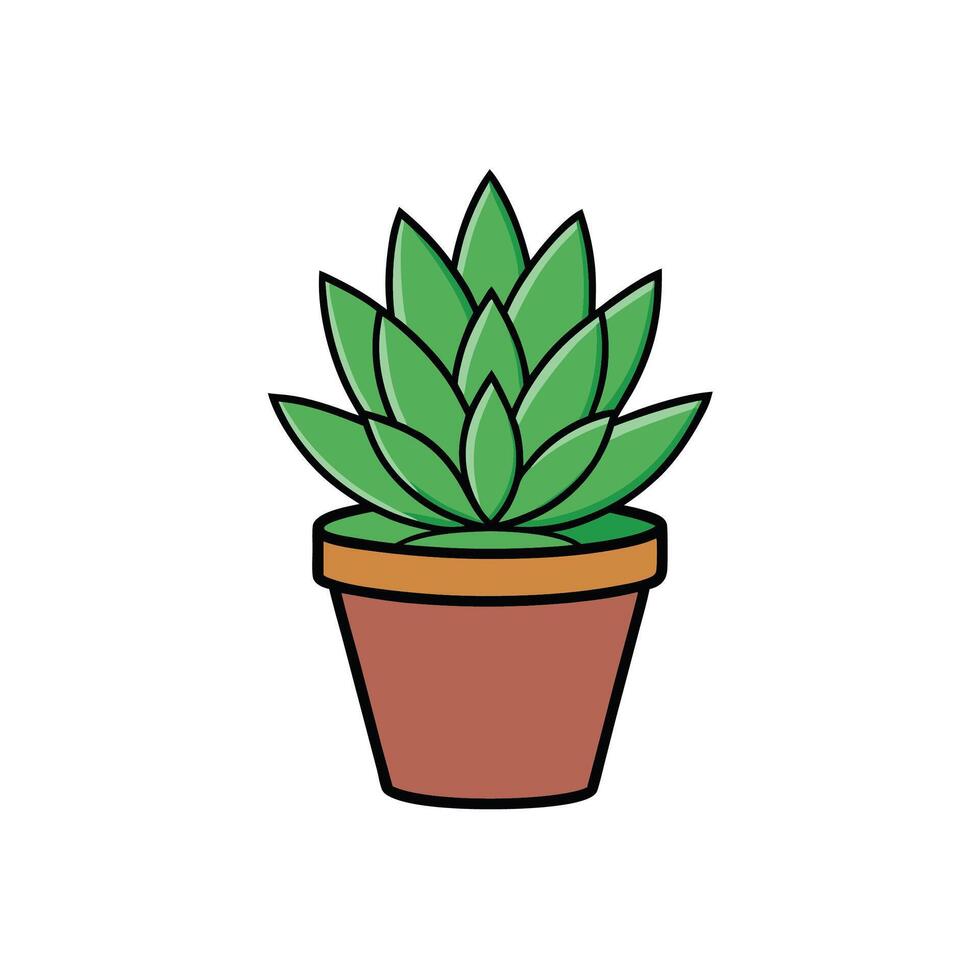 Cartoon succulent in terracotta pot on white background vector