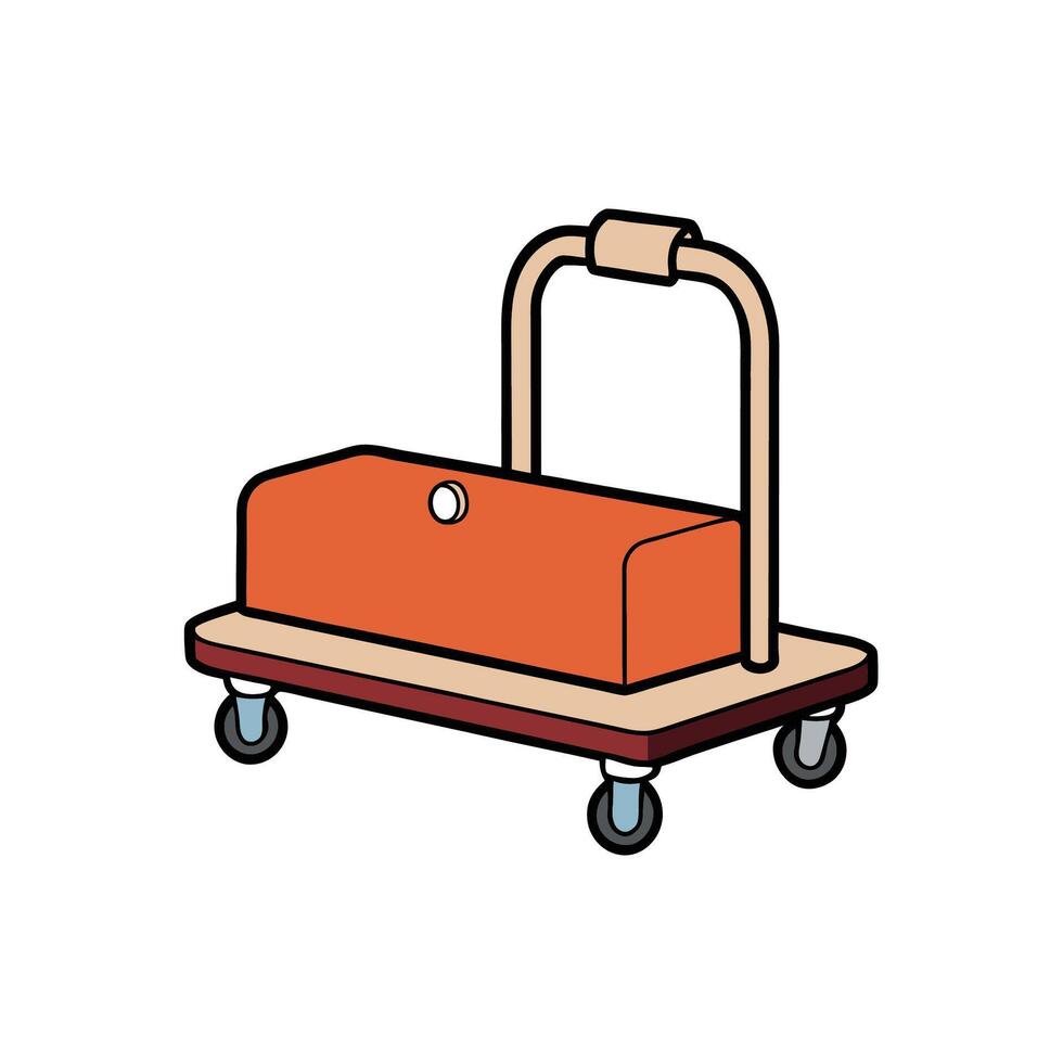 Cartoon style luggage cart on a platform with wheels vector