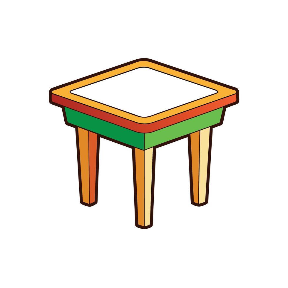 Isometric view of a colorful cartoon style childs table vector