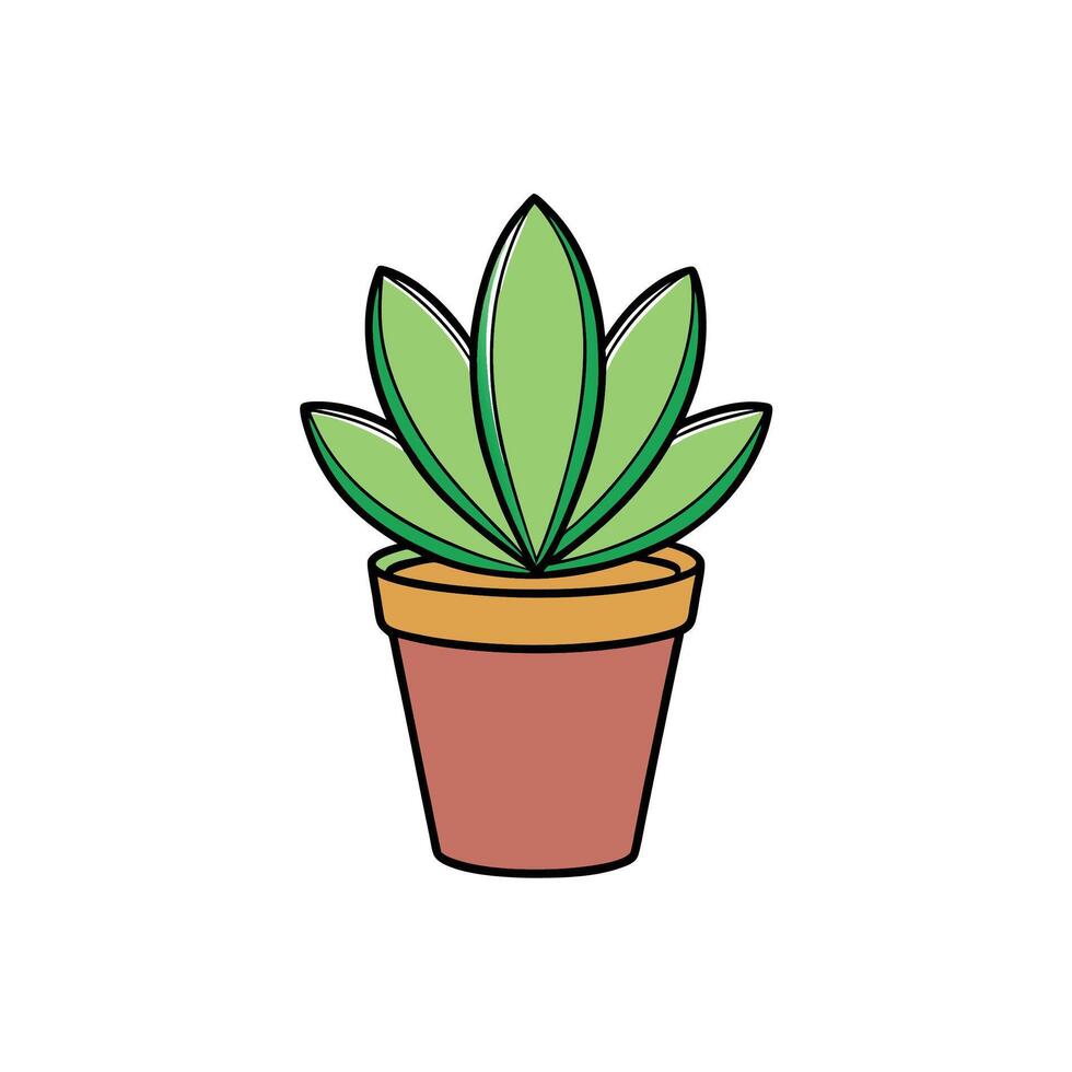 Potted succulent with leaves in a minimalist cartoon style vector