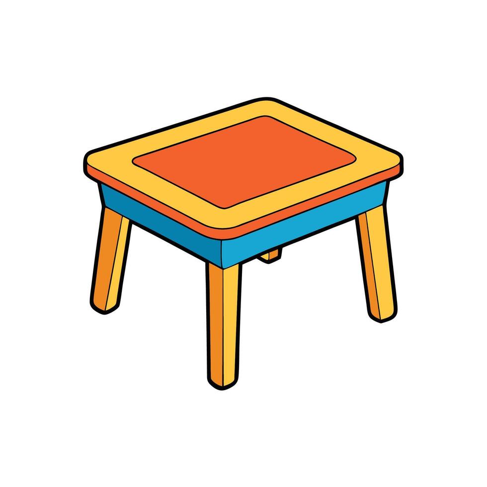 Colorful childs table illustration for kids room decor vector