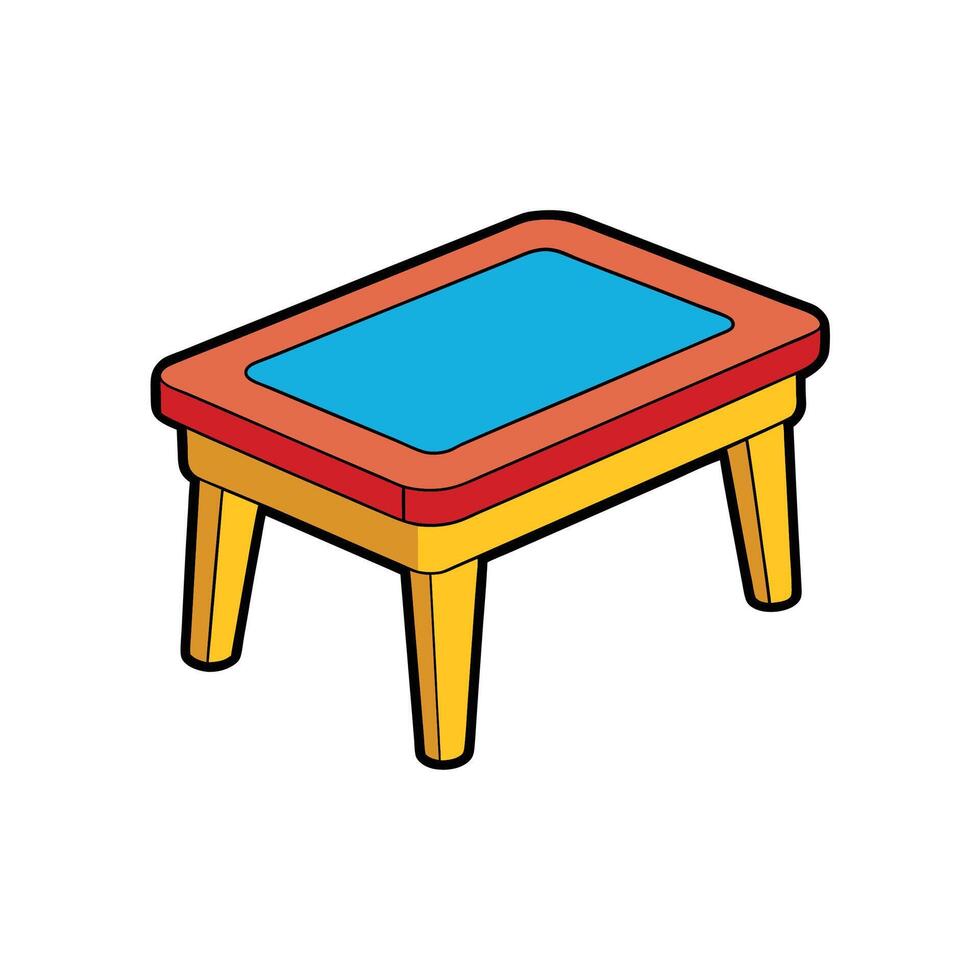 Isometric Cartoon Table with Four Legs and Rectangular Top vector