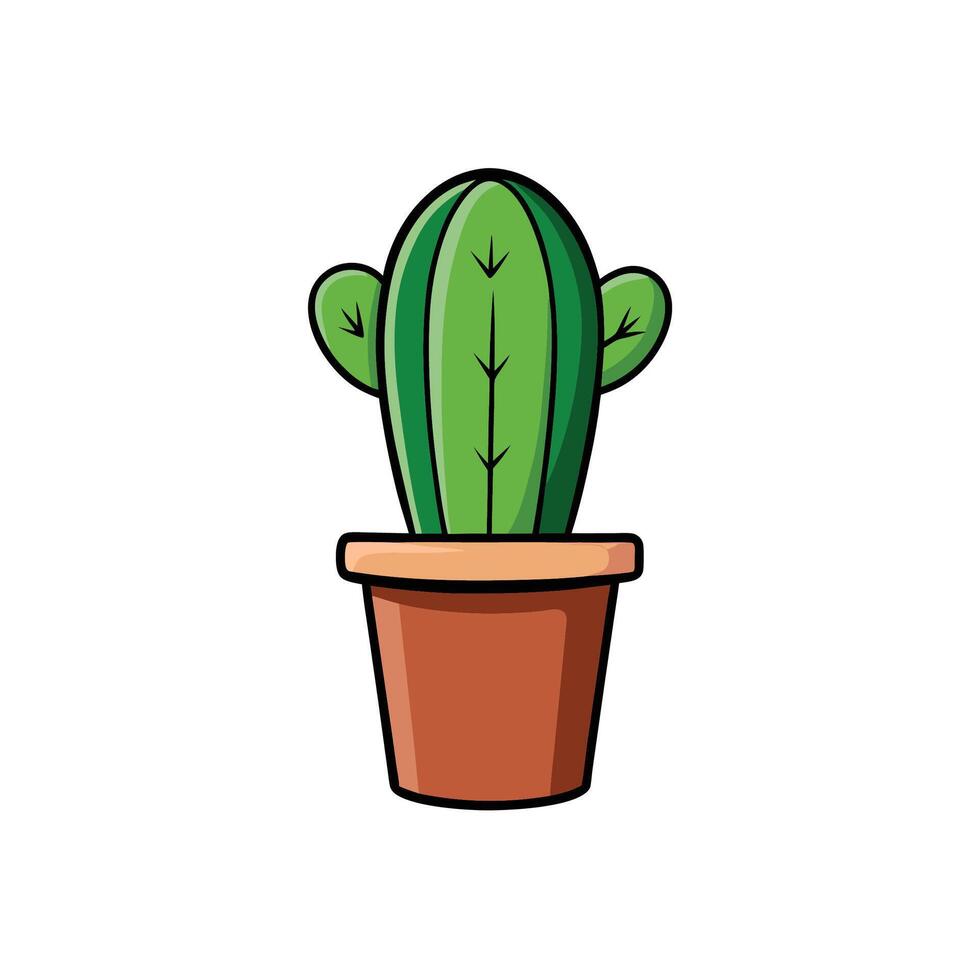 Cartoon cactus in a pot, isolated on a white background vector