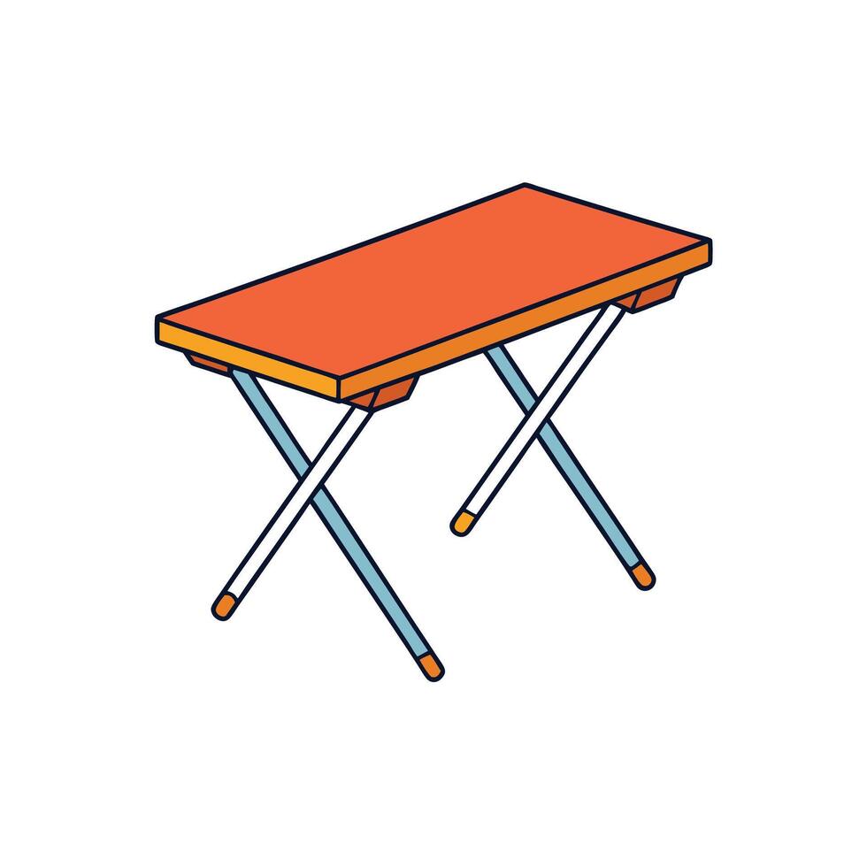 Orange folding table illustration on white background vector