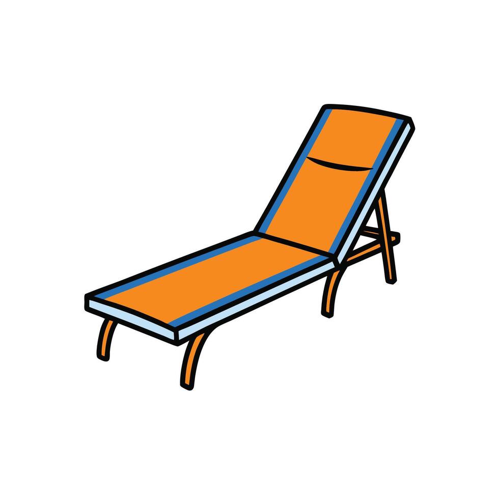 Stylized orange sun lounger for sunny day relaxation illustration vector