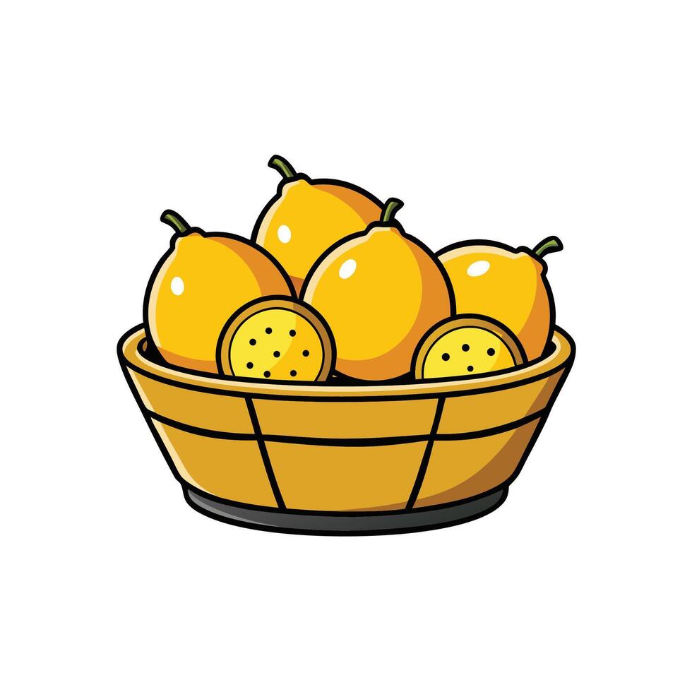 Basket overflowing with yellow lemons and lemon slices art vector