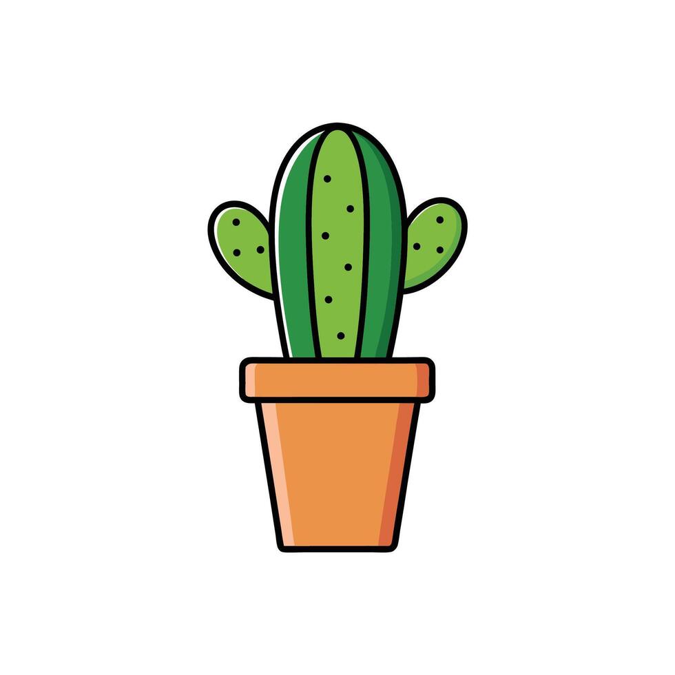 Cartoon cactus in pot isolated on white background vector