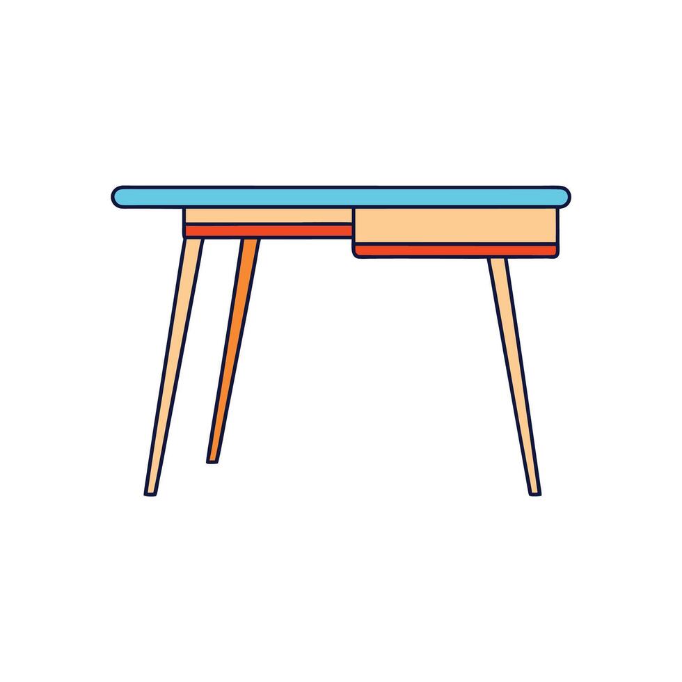 Illustration of a minimalist study desk with a drawer vector