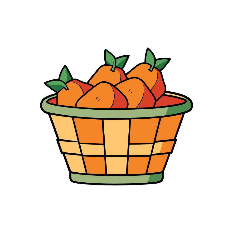 Basket of mandarin oranges illustration on white background vector
