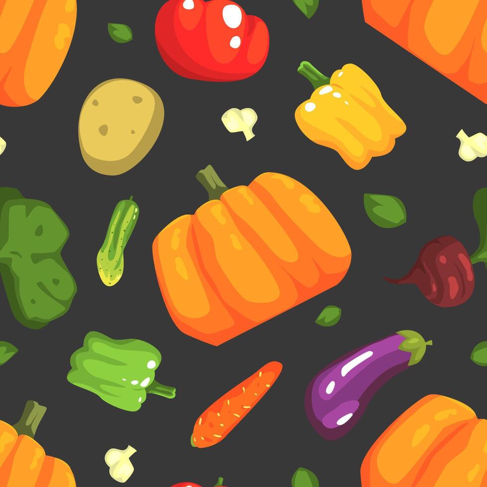 Fresh Organic Vegetables Seamless Pattern, Farm Green Food Design Element Can Be Used for Fabric, Wallpaper, Packaging, Web Page Illustration vector