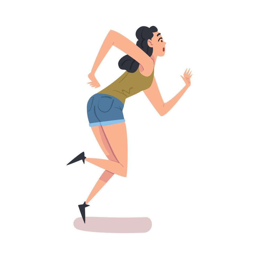Young Stumbling and Falling Down Forward, Female Person with Frightened Expression on her Face Cartoon Style Illustration vector