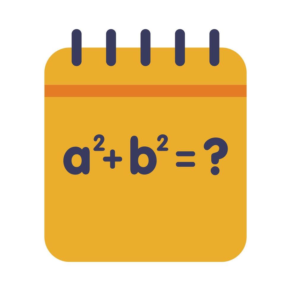 Notebook with Math Formula, Educational and Back to School Element Flat Style Illustration on White Background vector