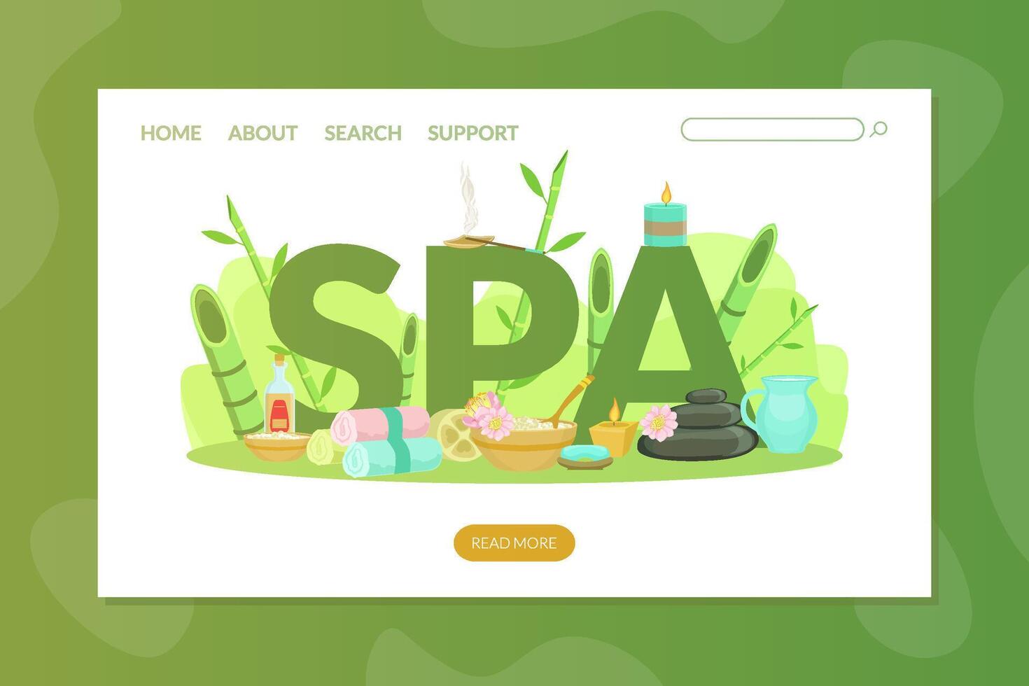 Spa Landing Page Template with Space for Text, Wellness Center, Natural Cosmetics, Relaxing Procedures, Skincare Treatment Website, Homepage, App Illustration vector
