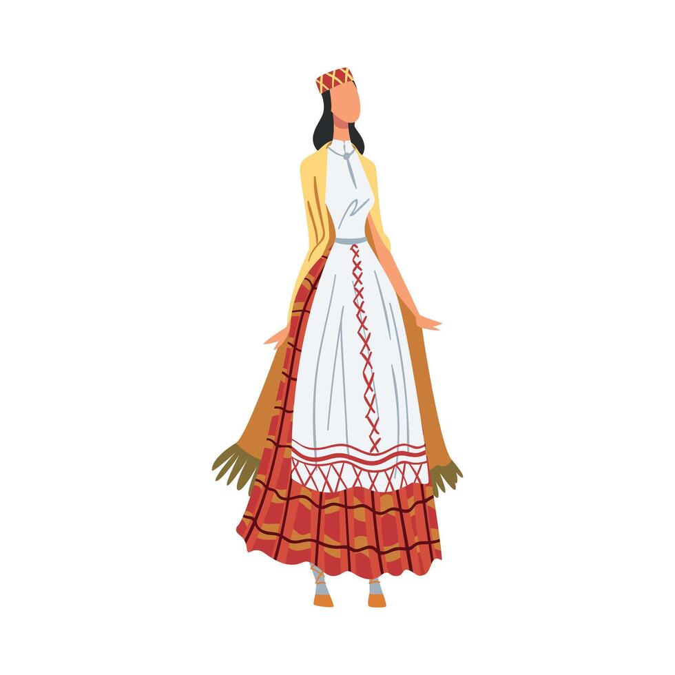 Woman in Byelorussia National lothing, Female Representative of Country in Traditional Outfit of Nation Cartoon Style Illustration vector