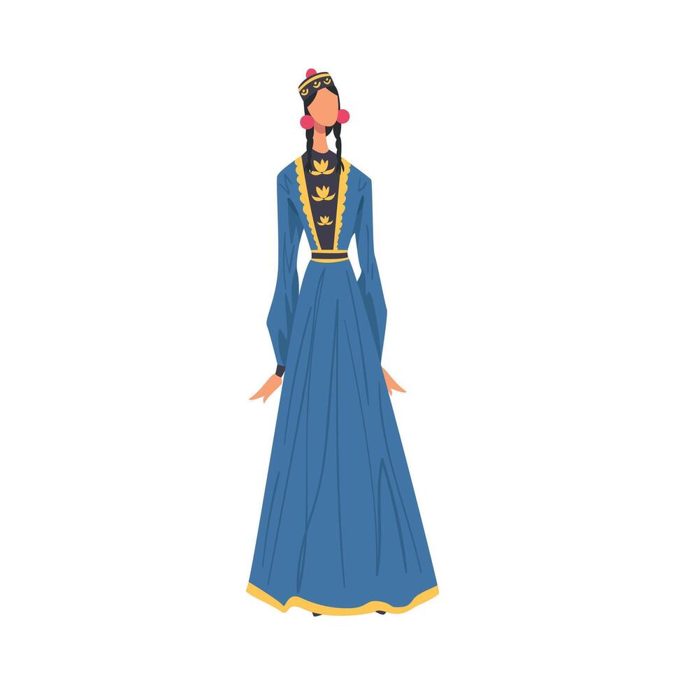 Woman in Kalmykia National lothing, Female Representative of Country in Traditional Outfit of Nation Cartoon Style Illustration vector