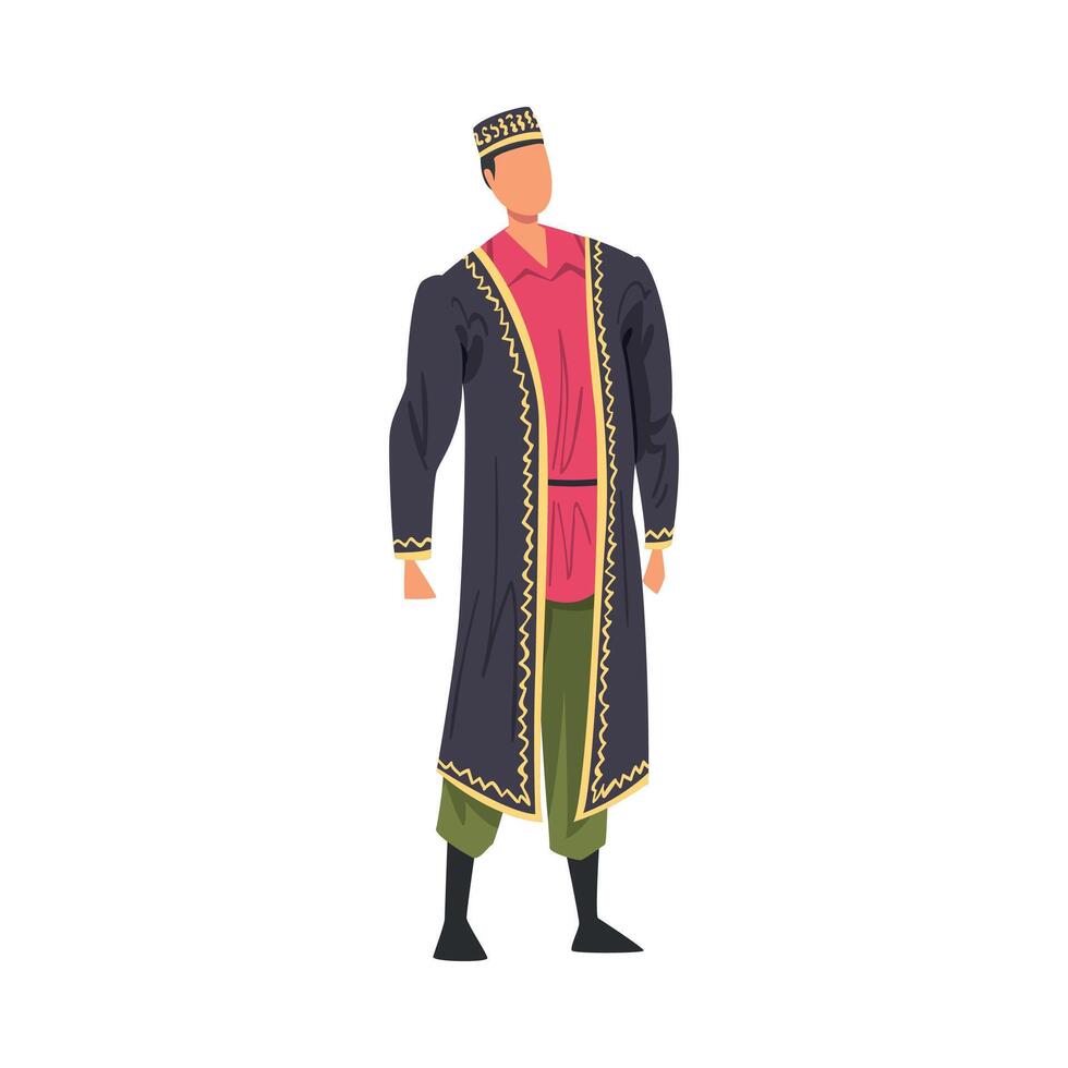 Man in Asian National lothing, Male Representative of Country in Traditional Outfit of Nation Cartoon Style Illustration vector
