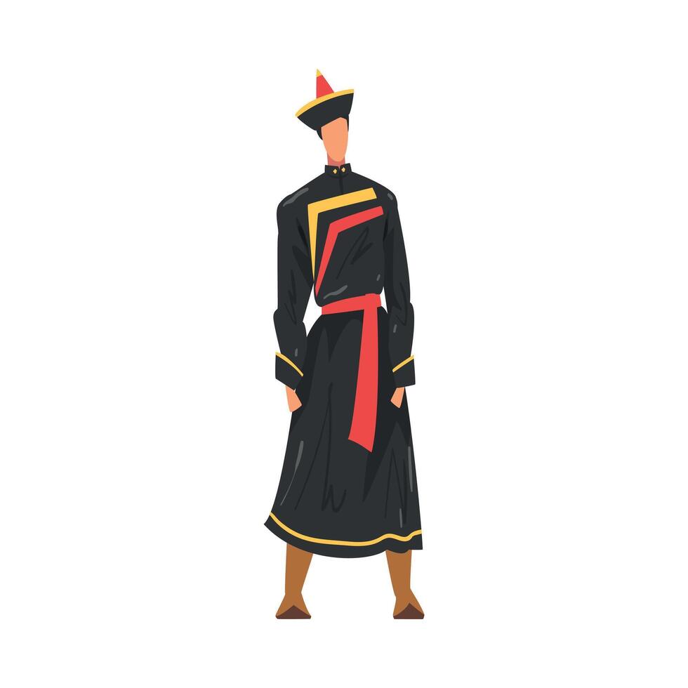 Man in Buryatia National lothing, Male Representative of Country in Traditional Outfit of Nation Cartoon Style Illustration vector