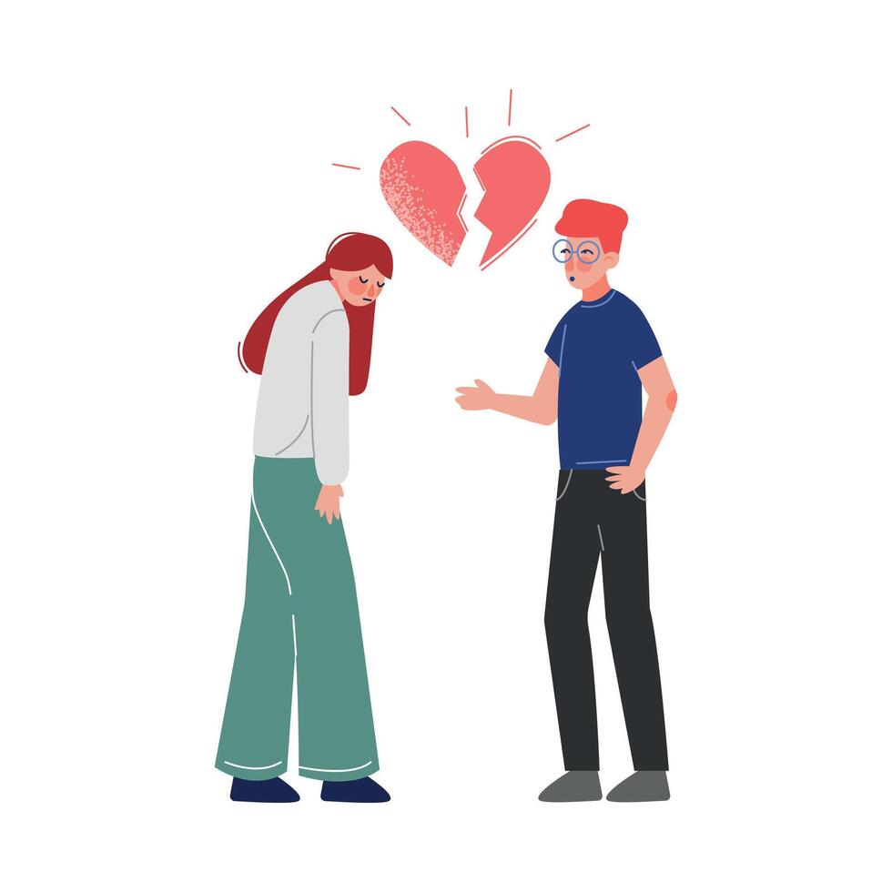 Unrequited, One Sided Love, Broken Heart, Teenage Puberty Problems Concept Illustration vector