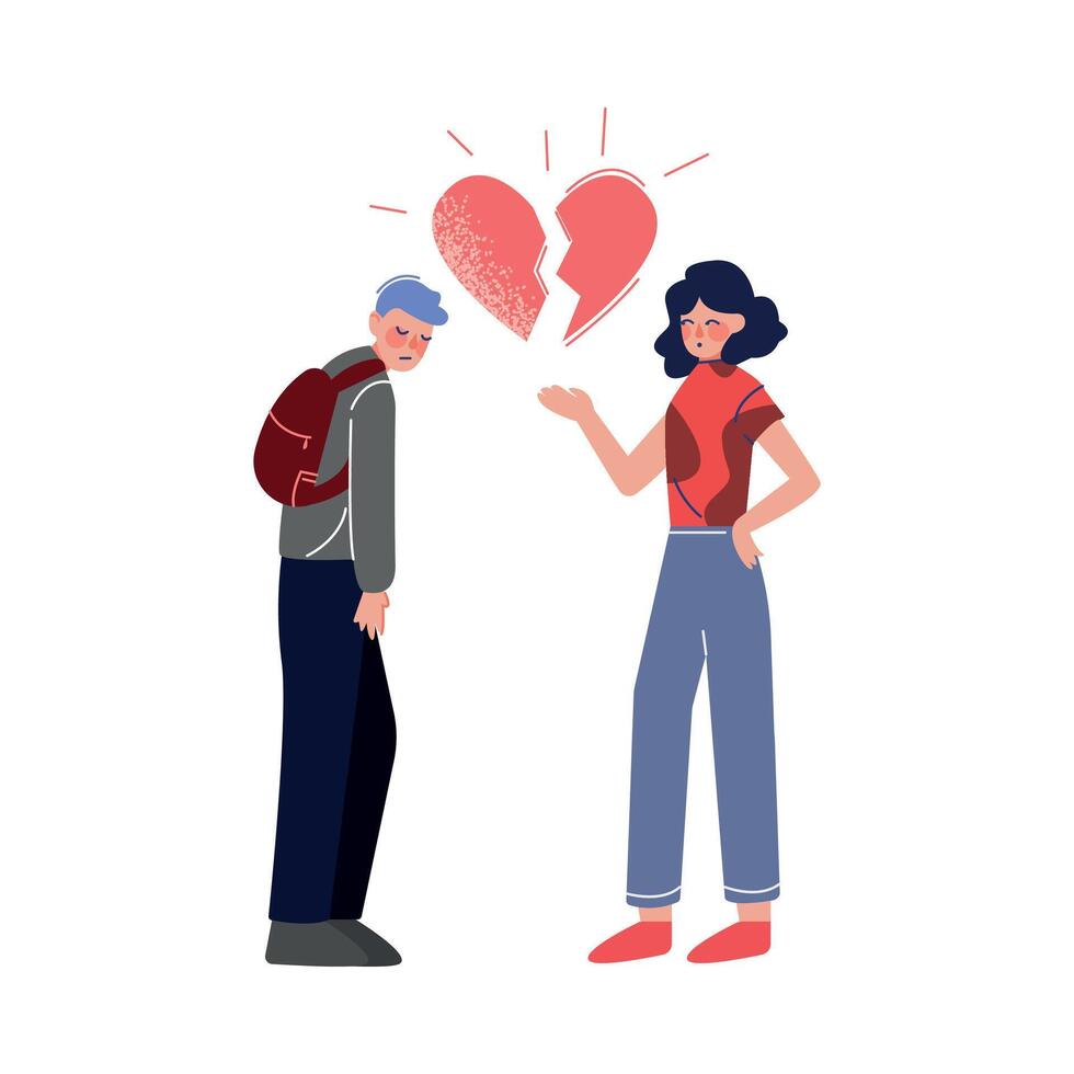 Unrequited, One Sided Love, Teenage Puberty Problems Concept Illustration vector
