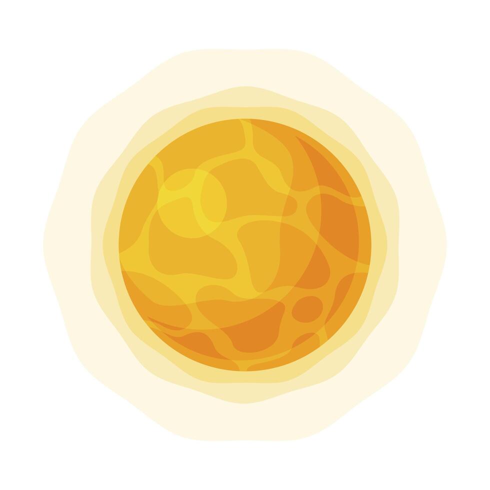 Bright Sun, Solar System Element Flat Style Illustration on White Background vector