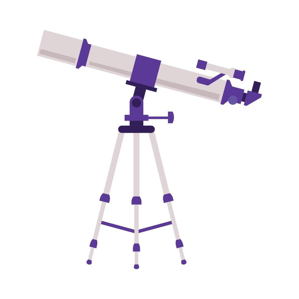 Telescope, Astronomer Optical Device for Explore And Observe Space and Galaxy Flat Style Illustration on White Background vector