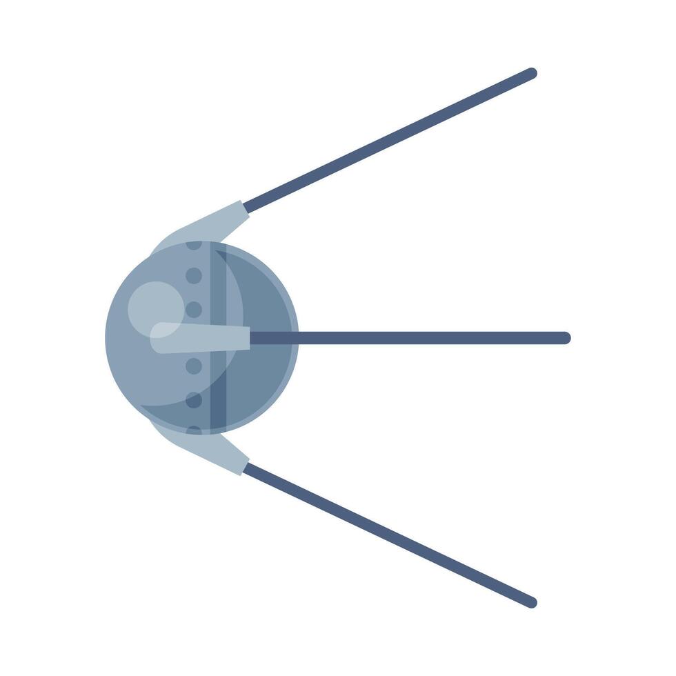 Artificial Earth Satellite, Cosmos Exploration Equipment Flat Style Illustration on White Background vector