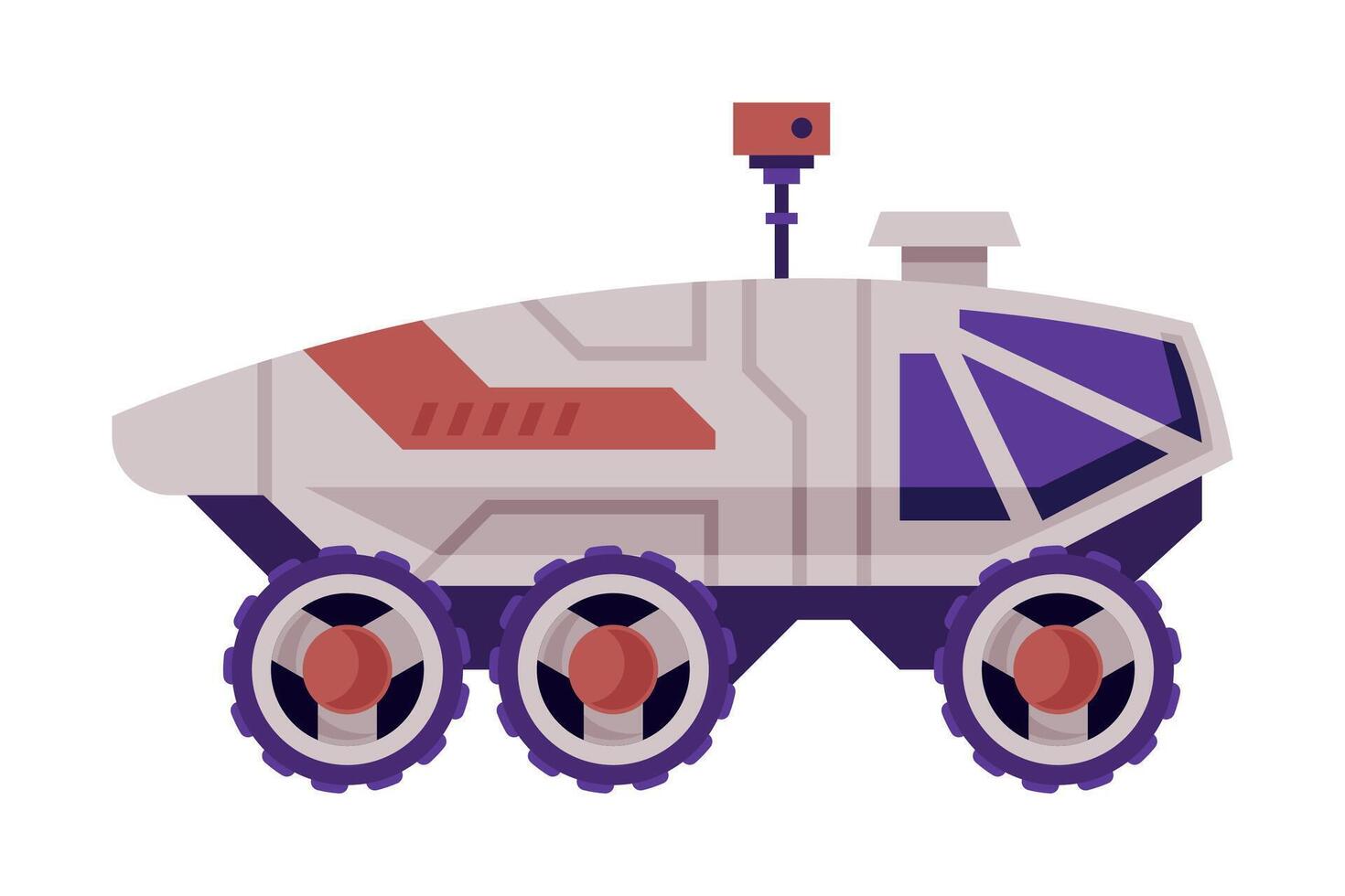 Space Rover Robotic Autonomous Vehicle, Cosmos Exploration Transport Flat Style Illustration on White Background vector
