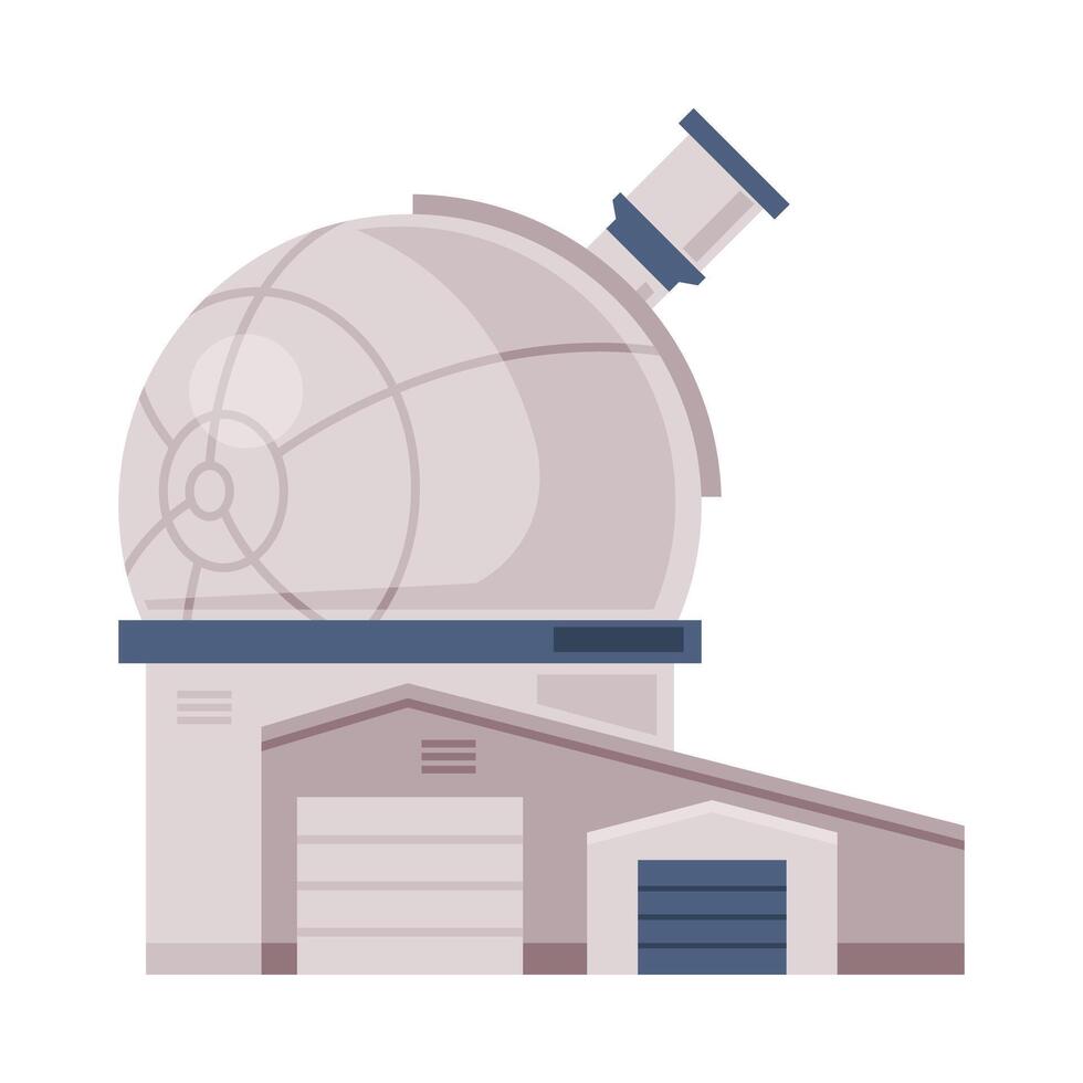 Observatory Dome, Explore and Observe Galaxy and Space Technologies Flat Style Illustration on White Background vector