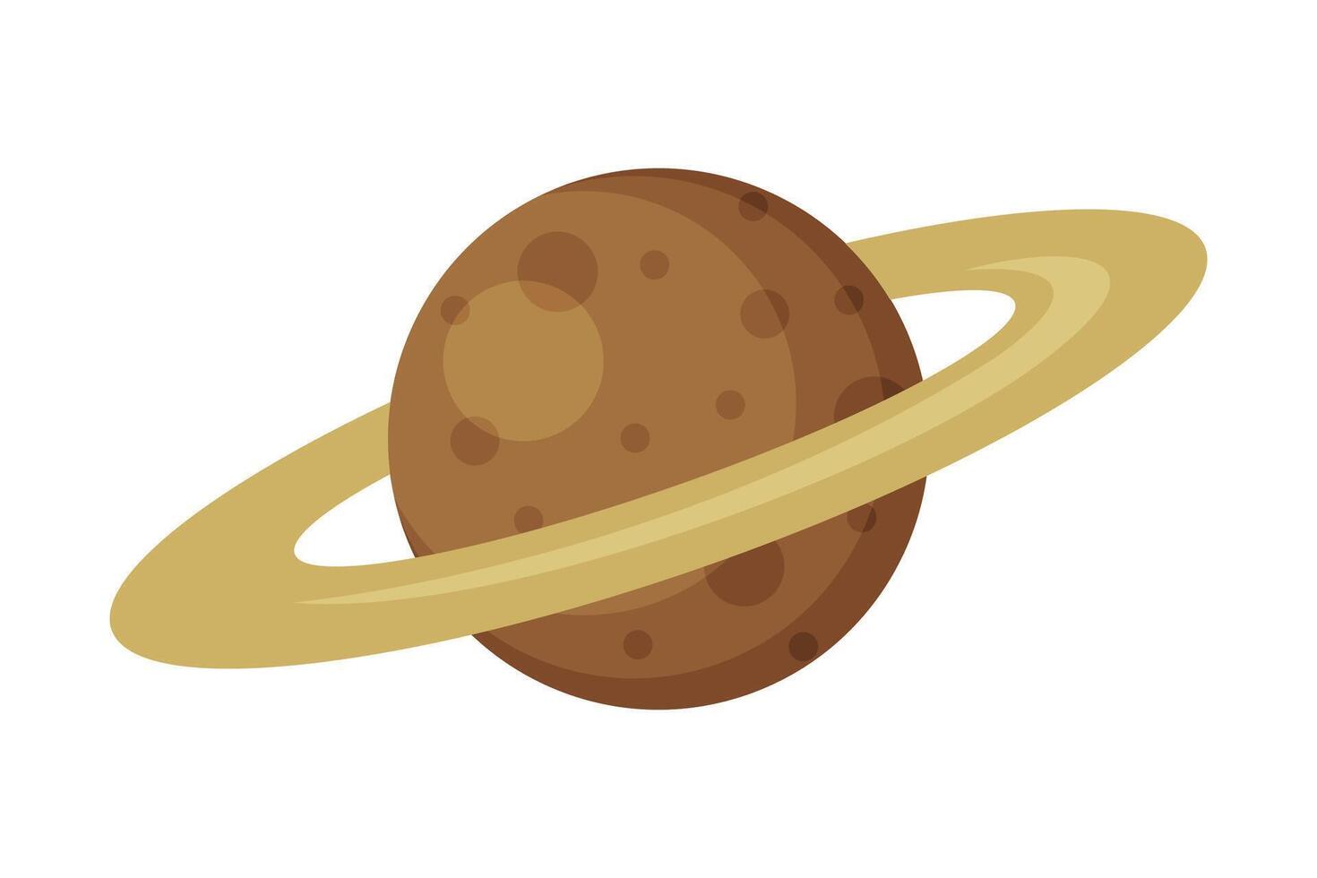 Saturn Planet, Space, Cosmos Exploration Theme Flat Illustration on White Background vector