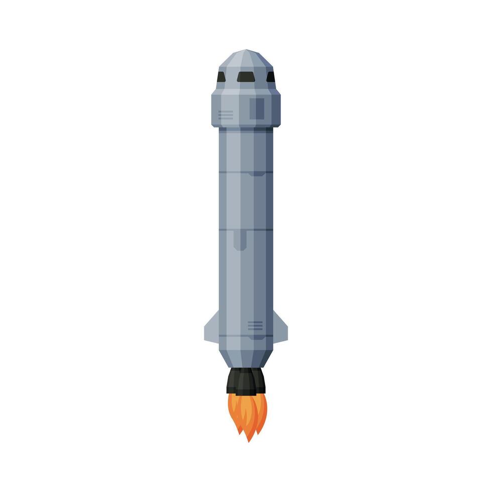 Rocket Launch, Space, Cosmos Exploration Theme Flat Illustration on White Background vector