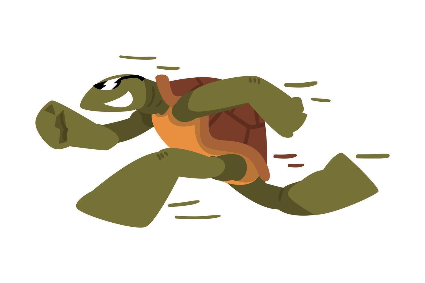 Fast Turtle, Funny Tortoise Animal Cartoon Character Running on its Hind Legs Illustration vector