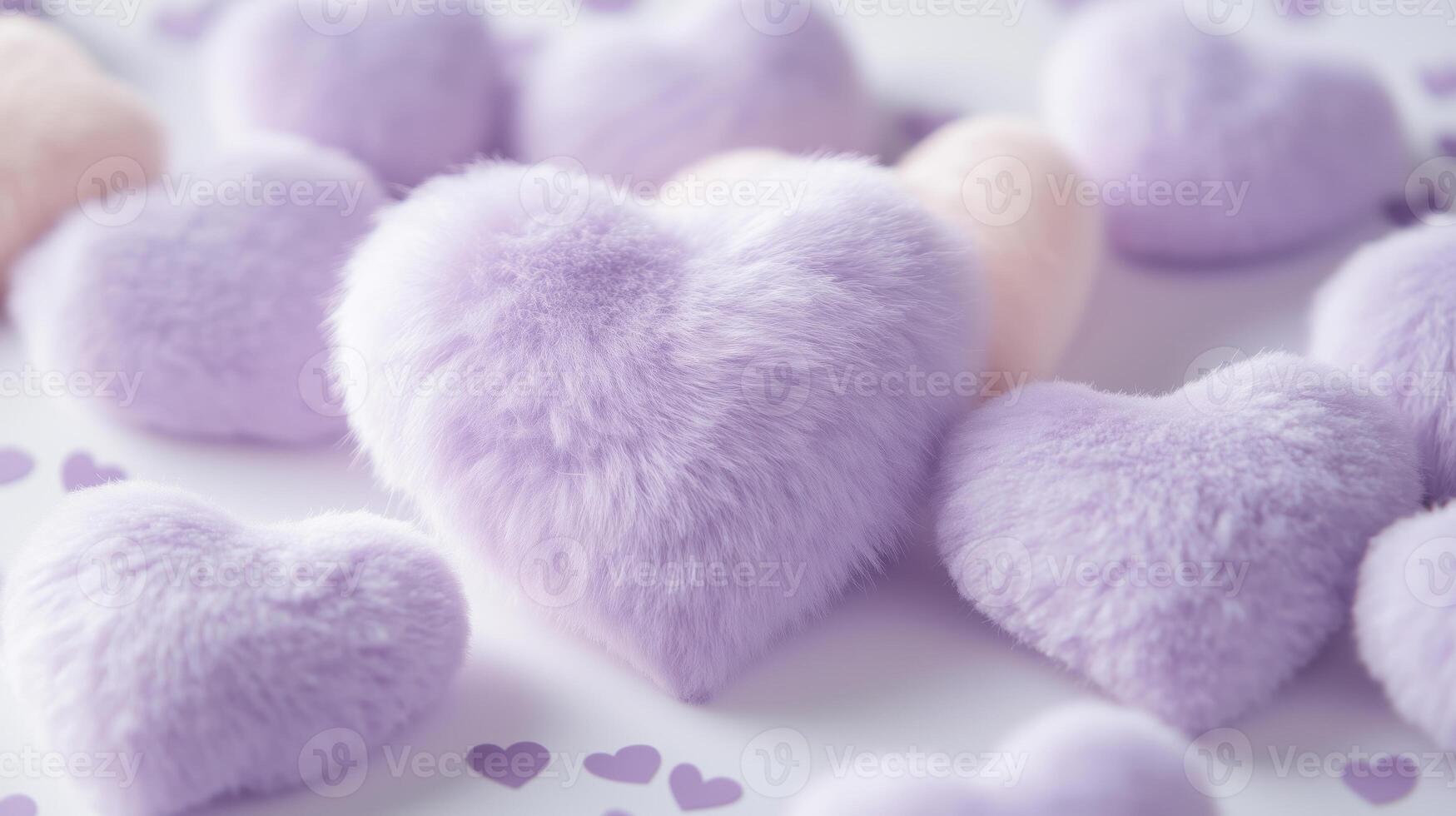 A bunch of purple and pink heart shaped toys photo