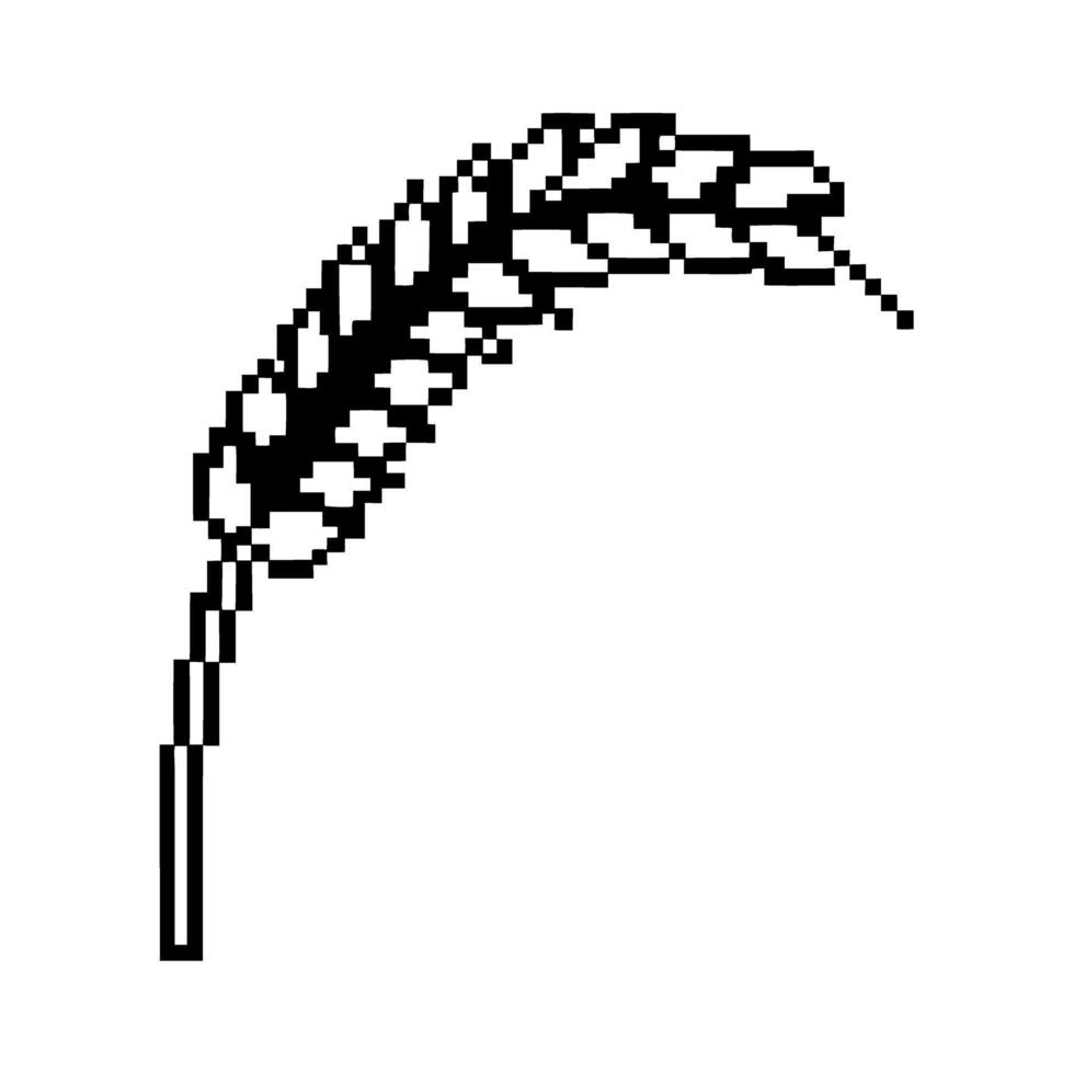 pixelated wheat spike symbol, black and white minimalist design vector