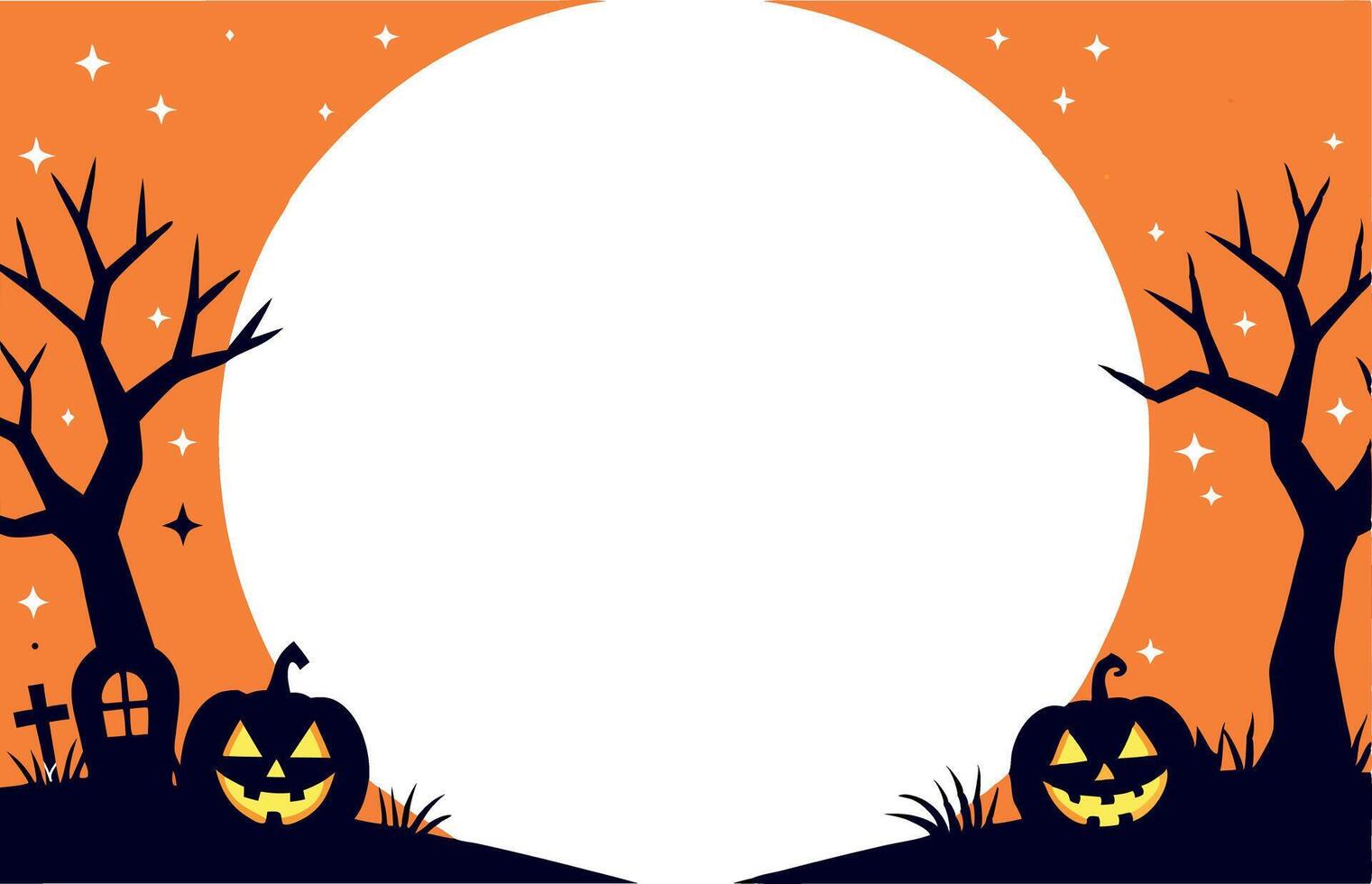 Halloween frame with pumpkins and trees vector