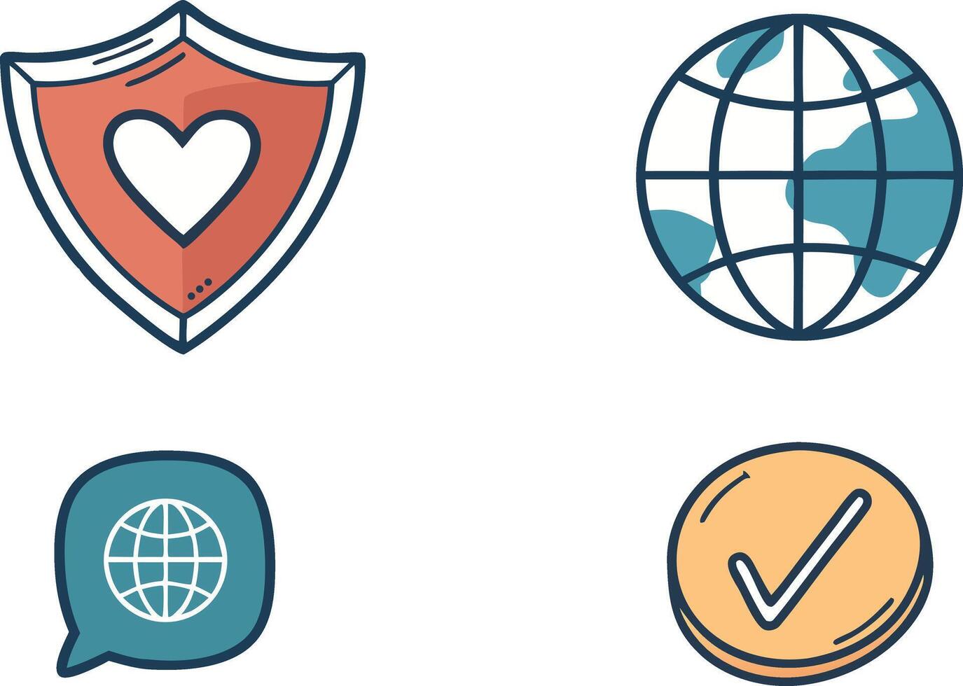 Global Health and Security Icon Set Illustrations vector