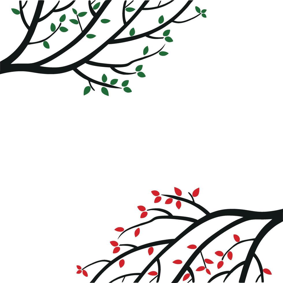 Branches of Trees with Different Colors Leaf on the Black vector