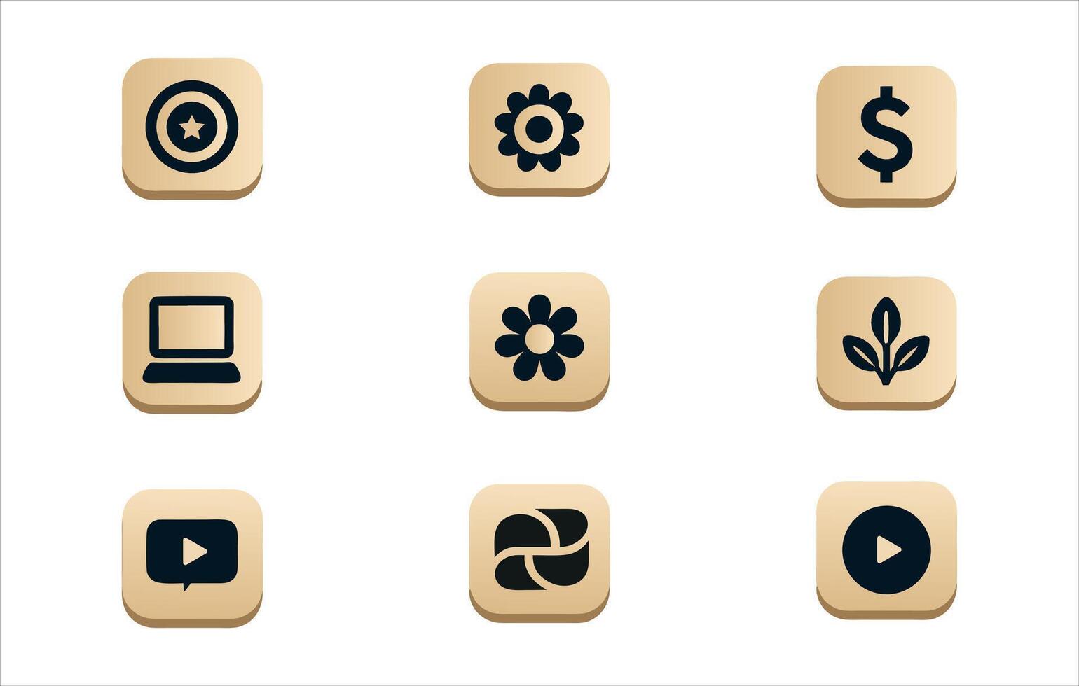 Modern Square Icons Set for Web and Apps vector
