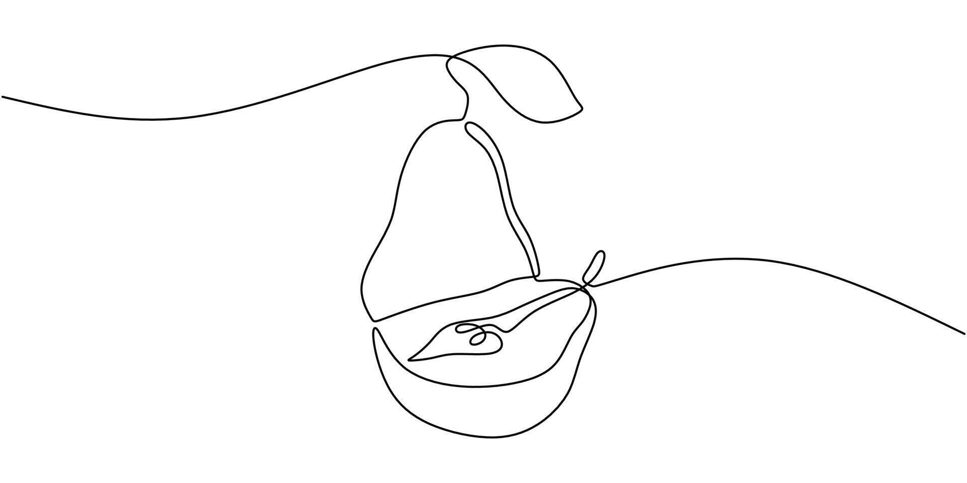 Pear Fruit One Line vector