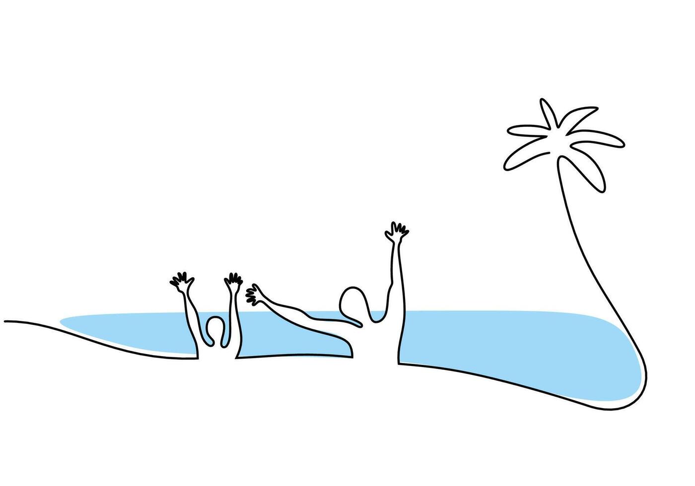 Beach Holiday Single Line vector