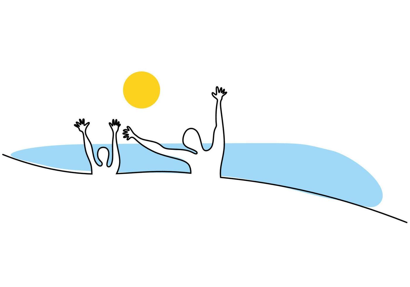Relaxing Beach Vacation One Line vector