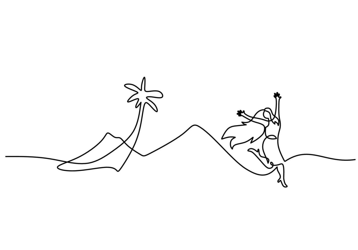 Continuous Line Beach Holiday vector