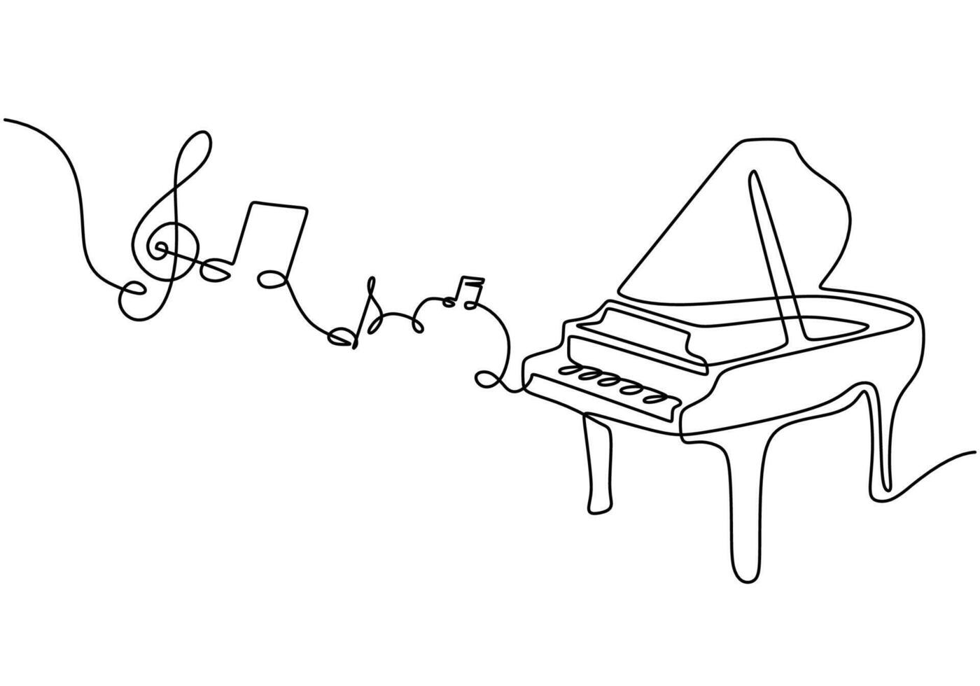 Piano One Line Drawing vector