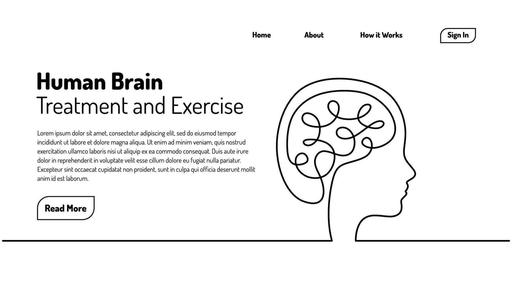 Continuous One Line Brain vector